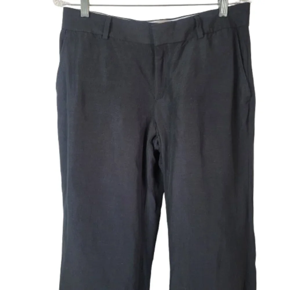 Banana Republic Linen Wide Leg Pants Black
